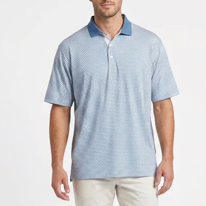 Puma Forever Better Polo Shirt Mens 2XL Blue Printed Stretch Golf Performance