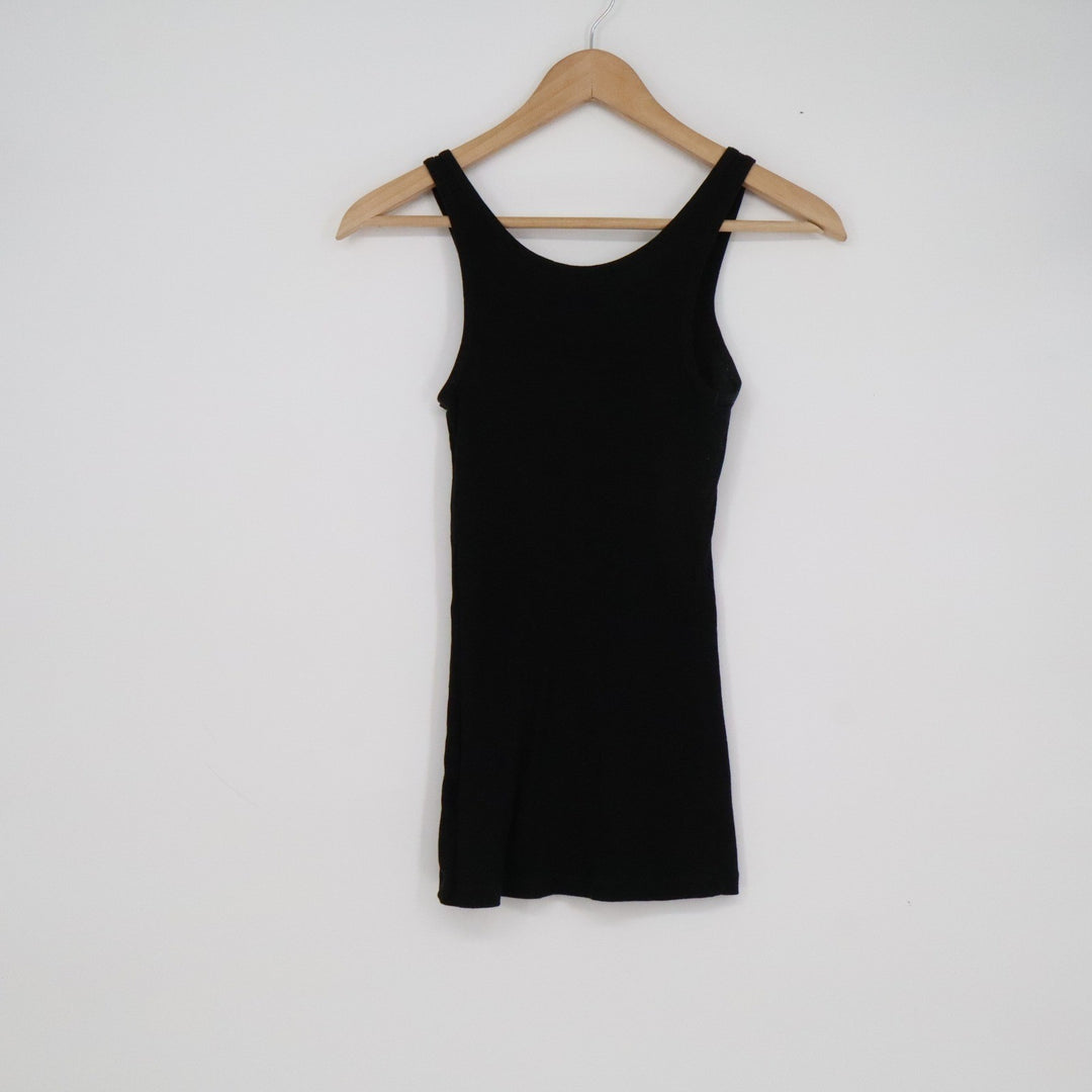 Mossimo Supply Co Womens Black Ribbed Tank Top Scoop Neck Stretch Small