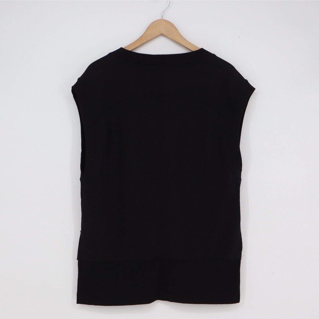 Athleta Womens Black V-Neck French Terry Sweatshirt Vest Side Slit Size M