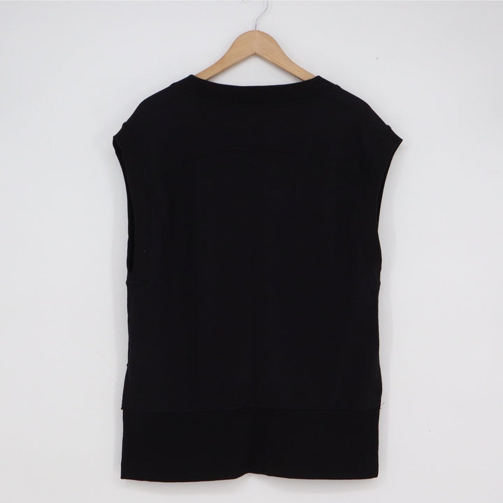Athleta Womens Black V-Neck French Terry Sweatshirt Vest Side Slit Size M