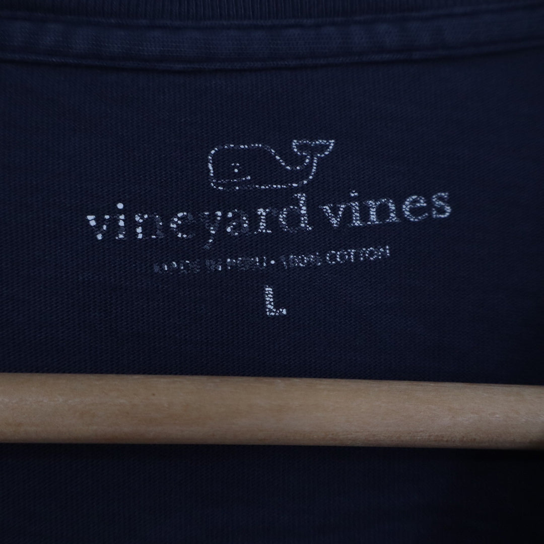 Vineyard Vines Mens Navy Blue Long Sleeve Graphic Pocket T-Shirt Large