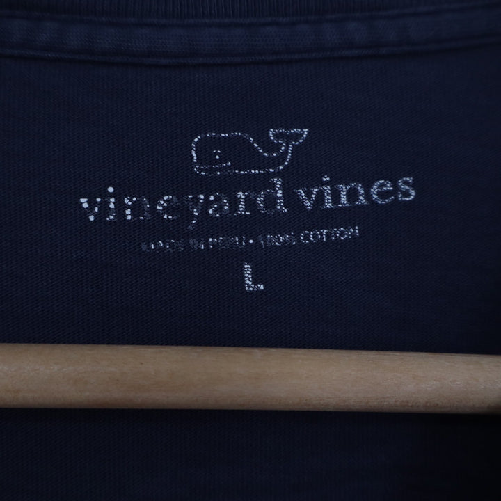 Vineyard Vines Mens Navy Blue Long Sleeve Graphic Pocket T-Shirt Large