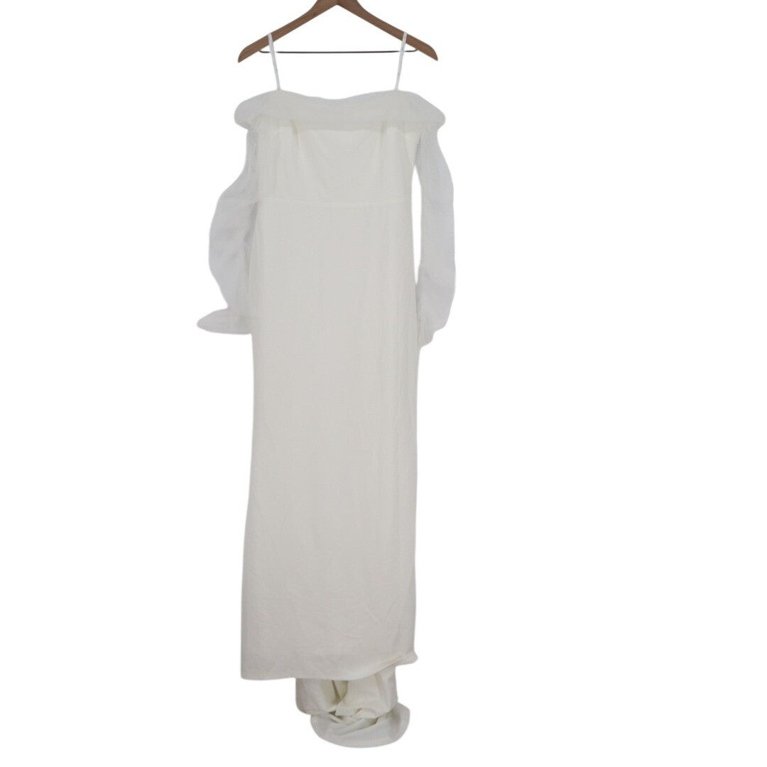 Lulus Eternal Bliss Bustier Maxi Dress Womens XL White Tulle Off-the-Shoulder