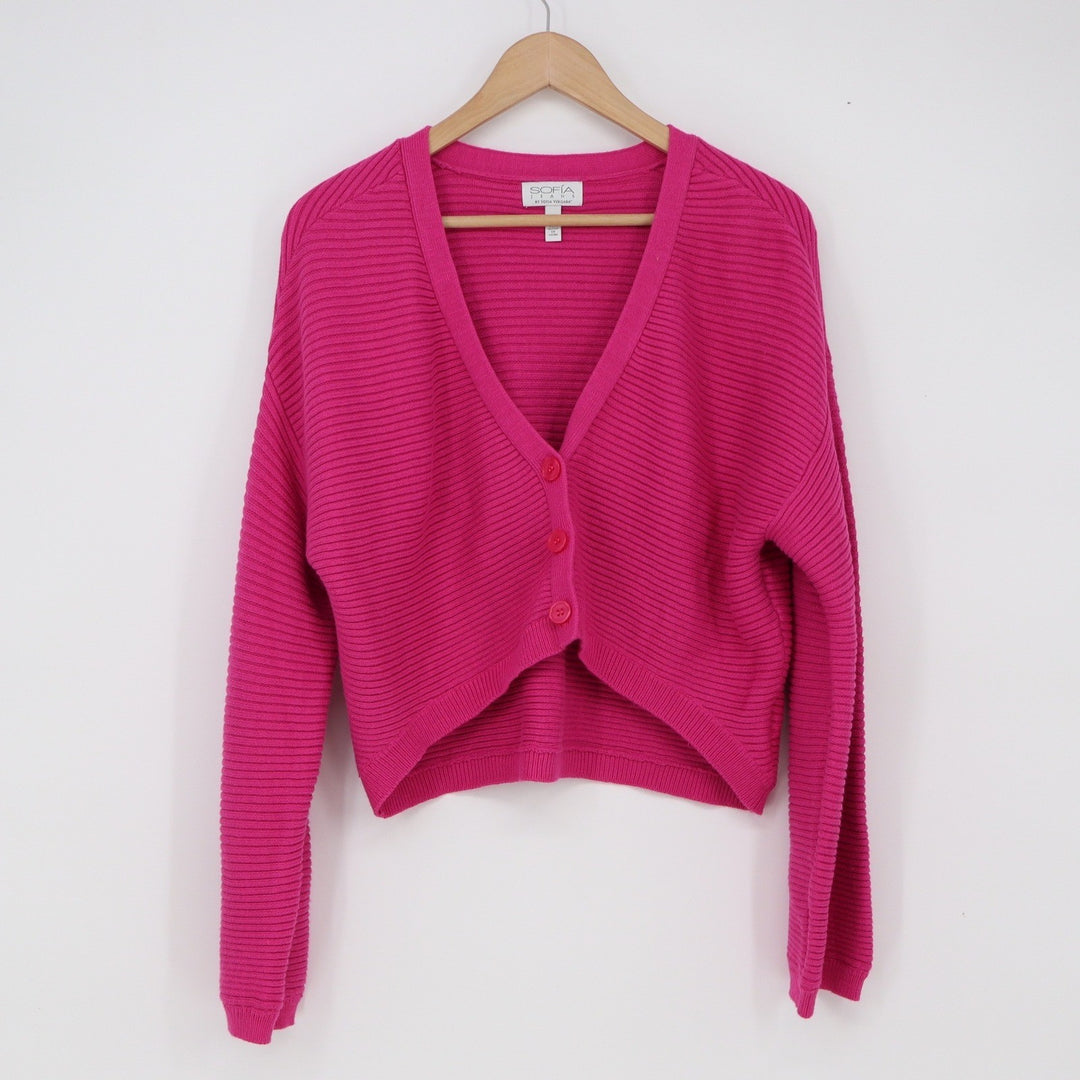 Sofia Jeans Sweater Dress Set Womens XXL 2-Piece Cardigan Pink Ribbed Excellent