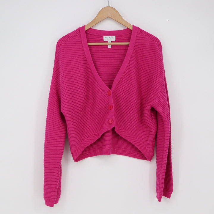 Sofia Jeans Sweater Dress Set Womens XXL 2-Piece Cardigan Pink Ribbed Excellent
