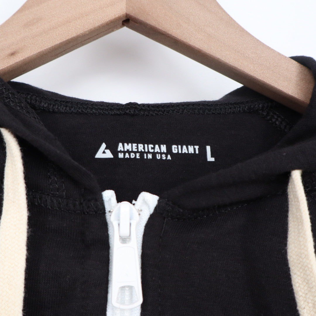American Giant Women's Lightweight Full Zip Black Solid Sweatshirt L Made USA