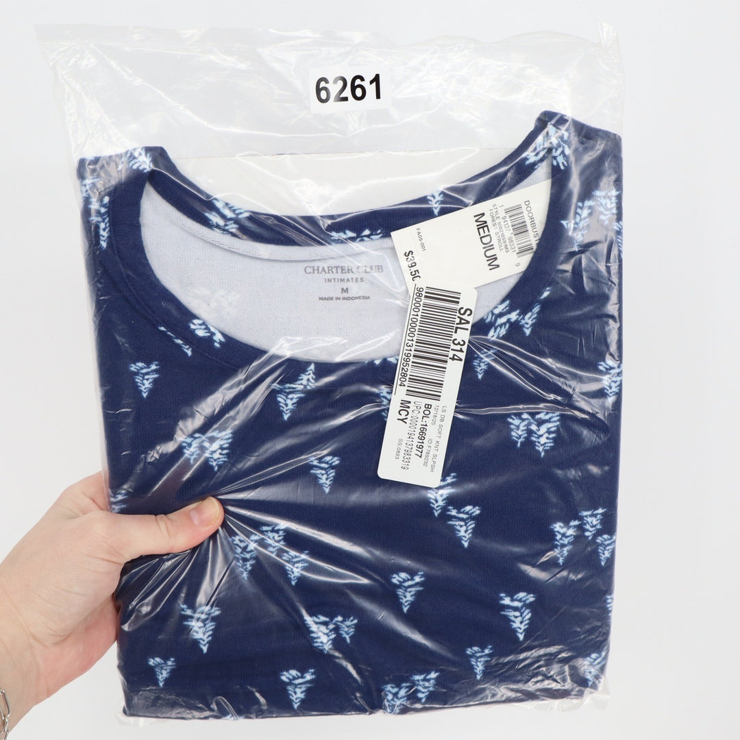 Charter Club Intimates Forest Stroll Soft Knit Sleepshirt Navy Blue Medium NEW
