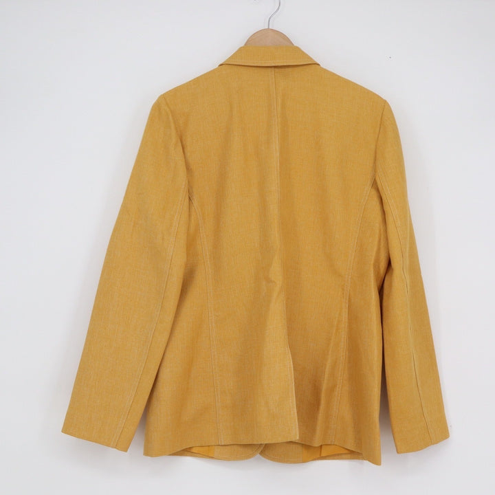 Lafayette 148 New York Womens Mustard Yellow Cotton Linen Blend Blazer Size 10