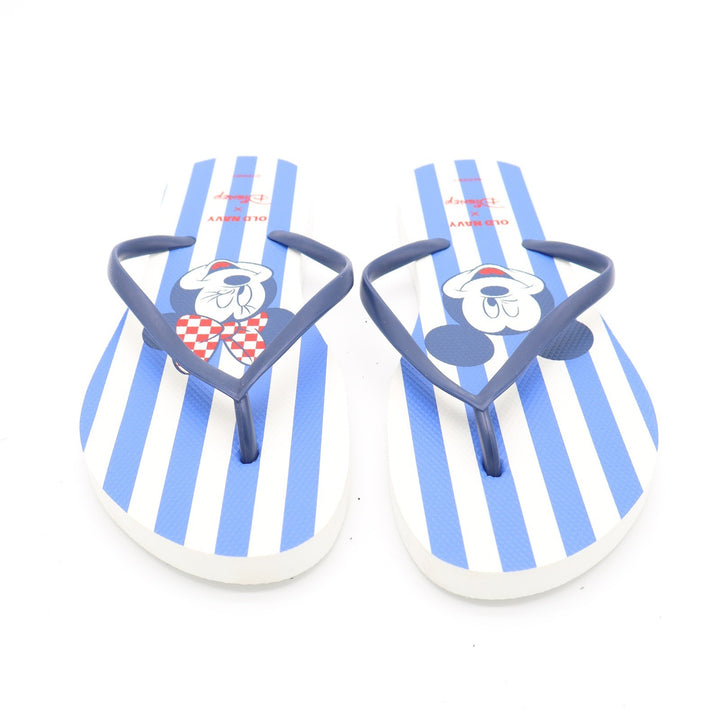 Old Navy x Disney Mickey Minnie Mouse Striped Flip Flops Blue White Mens Size 8