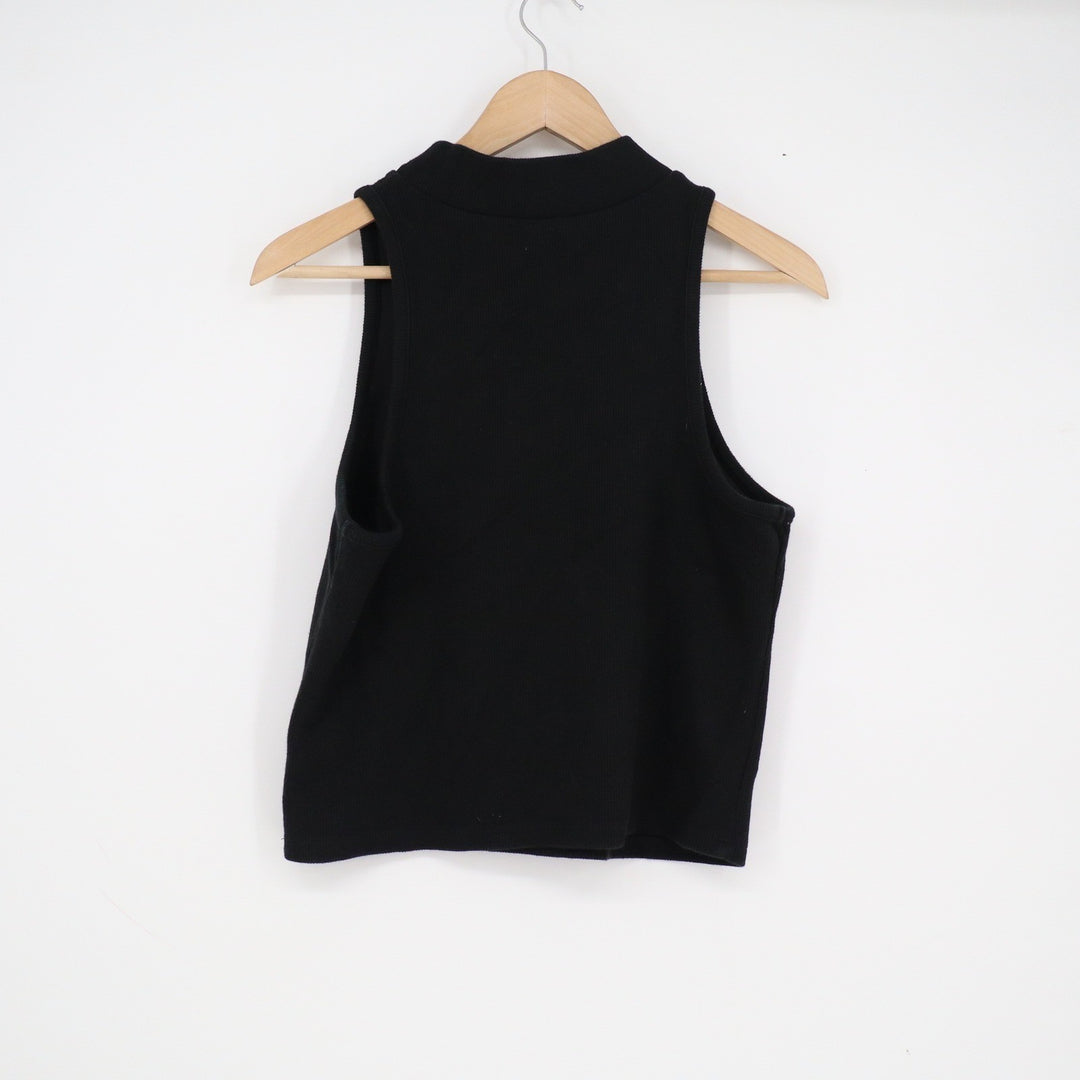 A New Day Black Ribbed Mock Neck Sleeveless Tank Top Large