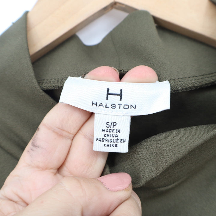 Halston Womens Mock Neck 3/4 Sleeve Top Olive Green Size S