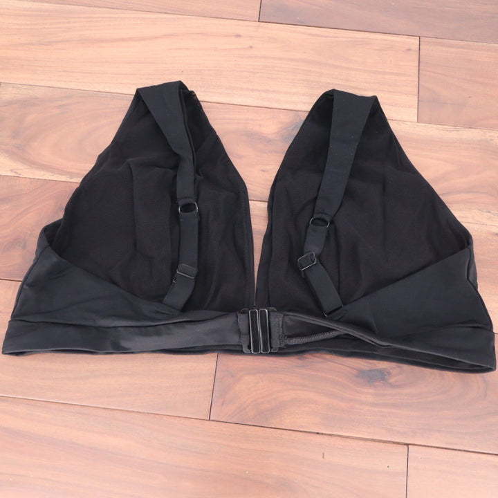 ASOS DESIGN Curve Recycled Deep Band Plunge Bikini Top Black UK 26 US 22