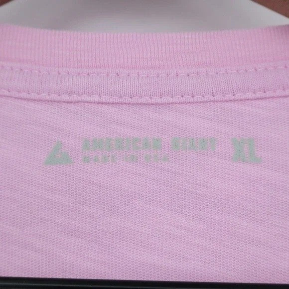 American Giant Classic T-Shirt Womens XL Pink Cotton Crew Neck Short Sleeve