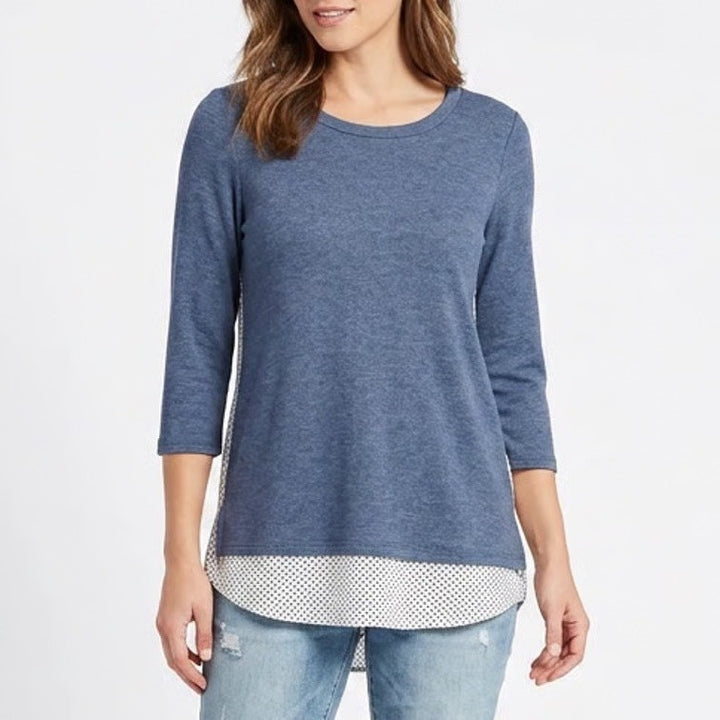 Papermoon Top Women's S Blue Polka Dot Mixed Media Excellent