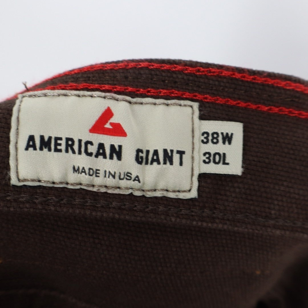 American Giant Roughneck Pants Men 38x30 Brown Cotton Stretch 5-Pockets Straight