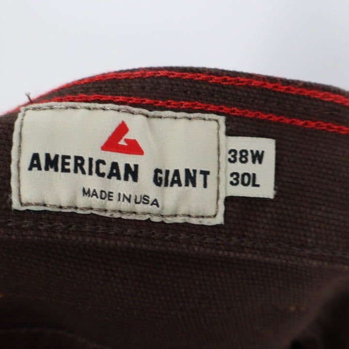 American Giant Roughneck Pants Men 38x30 Brown Cotton Stretch 5-Pockets Straight