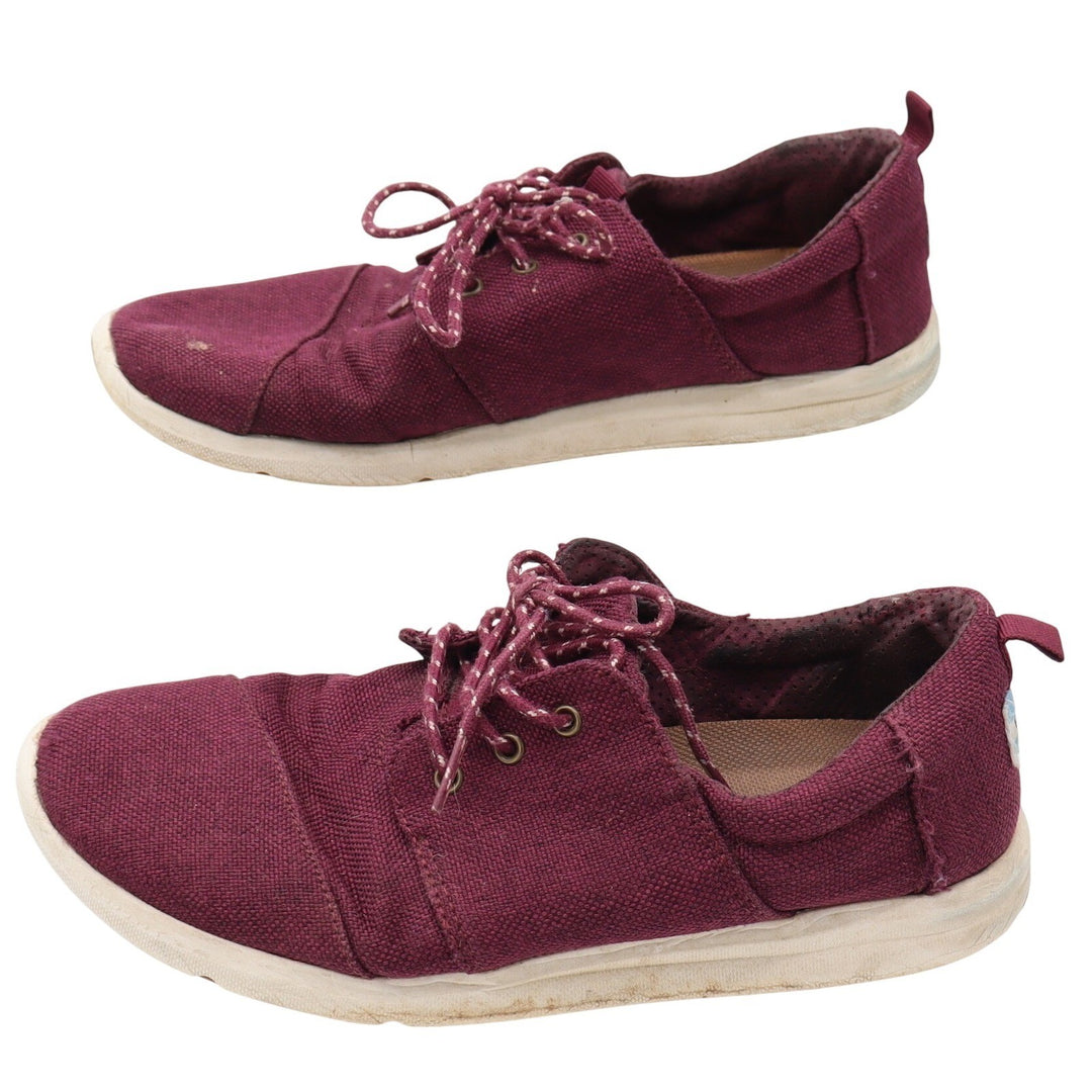 TOMS Sneakers Womens 8.5 Del Rey Burgundy Canvas Low Top Lace Up Fair