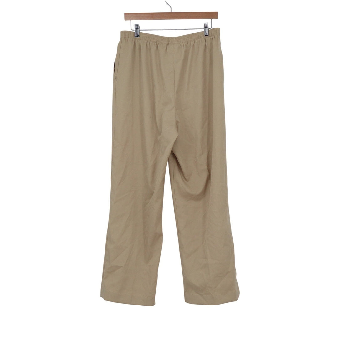 Alfred Dunner Womens Tan Elastic Waist Pull On Straight Leg Pants Size 14 Khaki