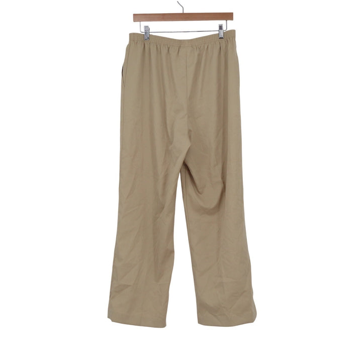 Alfred Dunner Womens Tan Elastic Waist Pull On Straight Leg Pants Size 14 Khaki
