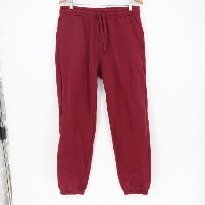 American Giant Sweatpants Mens L Red Cotton Fleece Tapered Leg Drawstring Waist