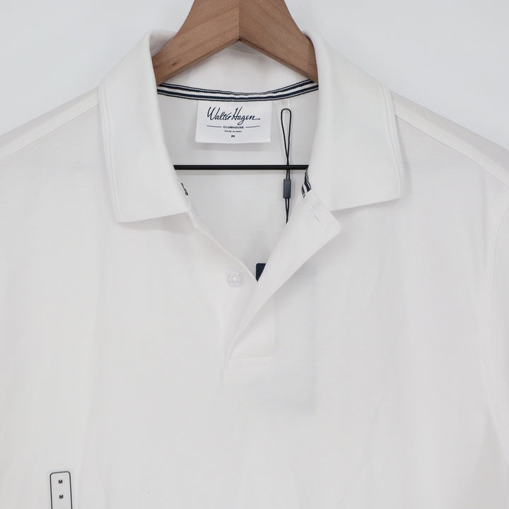 Walter Hagen Mens Clubhouse Solid Pique Polo Shirt White M