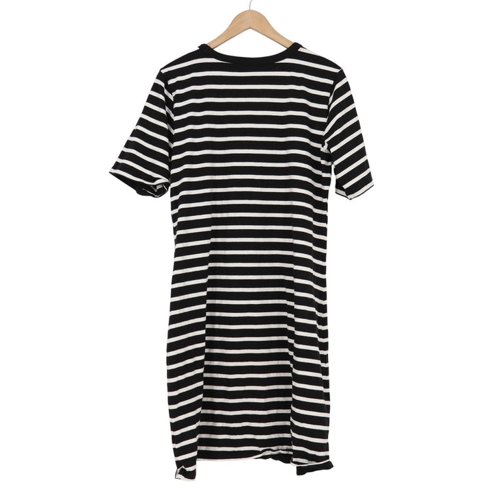 Old Navy Womens XL Tall Black White Striped Short Sleeve T-Shirt Dress Cotton