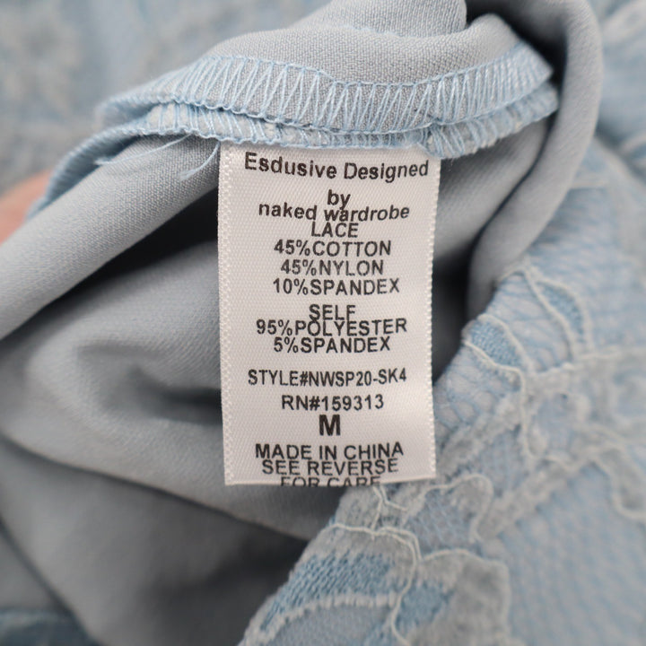 Naked Wardrobe Light Blue Floral Lace Mini Skirt NWSP20-SK4 Womens Medium NEW