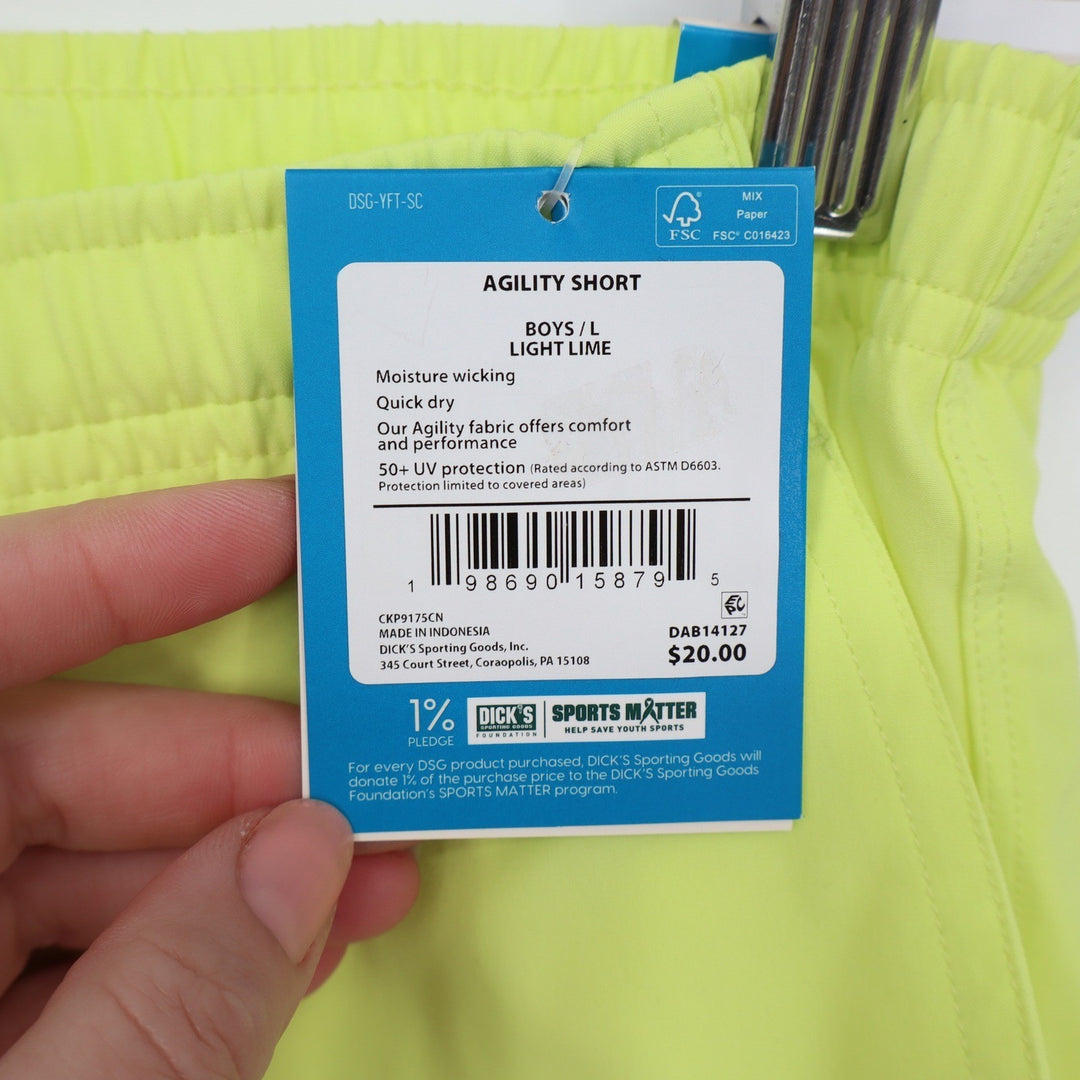 DSG Boys Agility Short Light Lime Neon Yellow Athletic Performance L 14-16 NEW