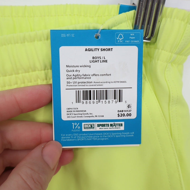 DSG Boys Agility Short Light Lime Neon Yellow Athletic Performance L 14-16 NEW