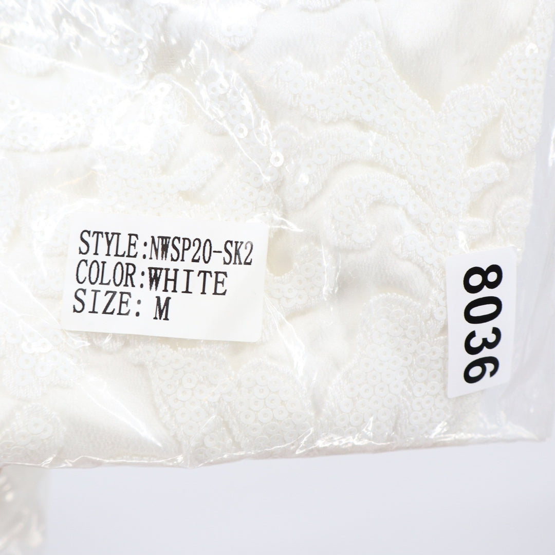 Naked Wardrobe The Statement White Sequined Lace Pleated Ruffle Mini Skirt M