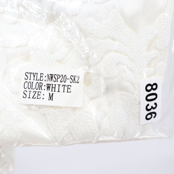 Naked Wardrobe The Statement White Sequined Lace Pleated Ruffle Mini Skirt M