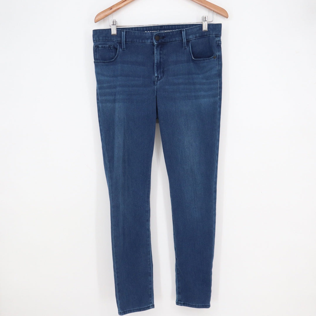 Old Navy Rockstar 24/7 Skinny Jeans Dark Wash Stretch Denim Blue Womens