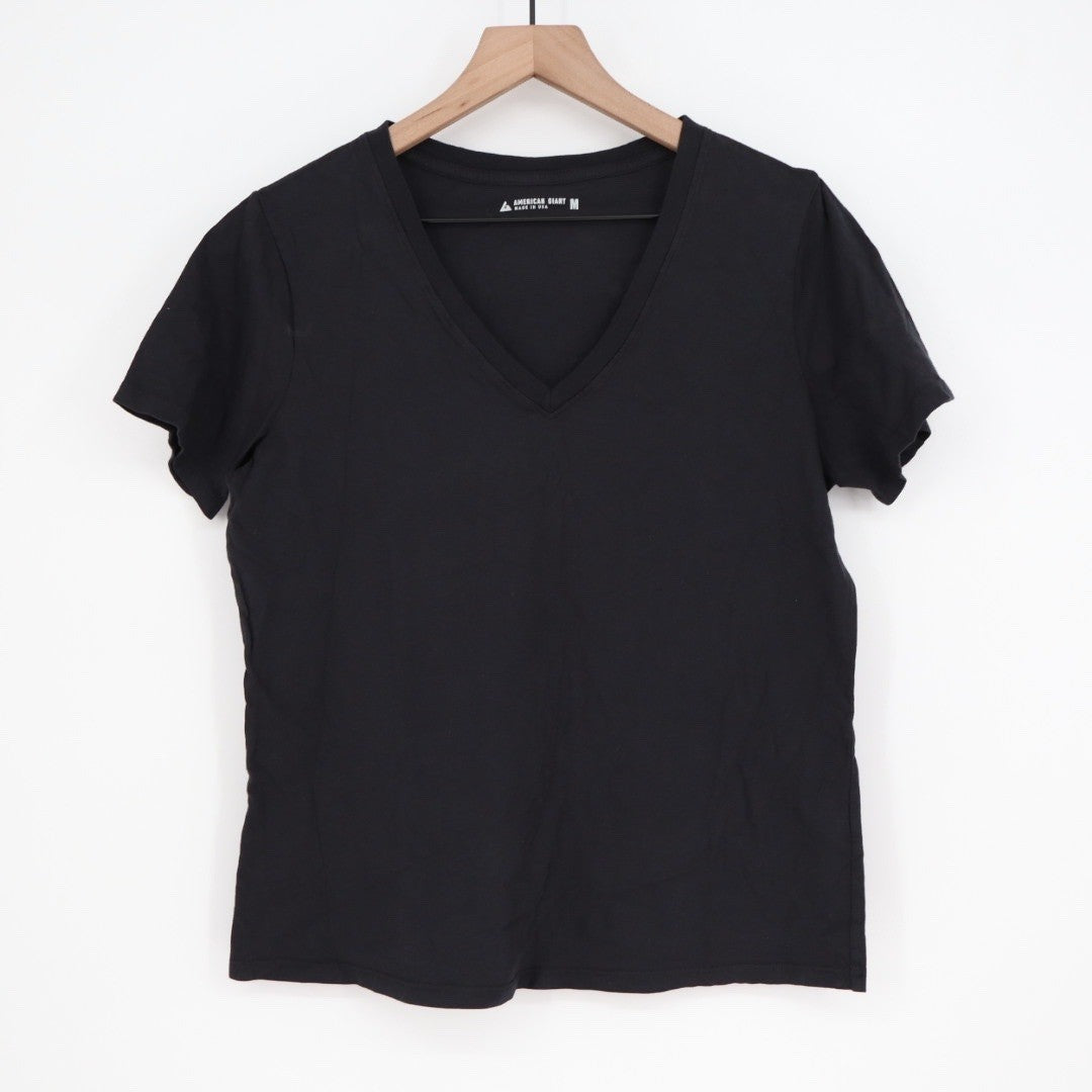 American Giant Classic V Neck T Shirt Black Made in USA Size M