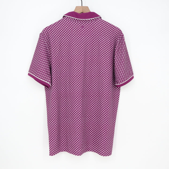 VRST Mens Contrast Printed Polo Shirt Black Cherry Geometric Golf Top Large