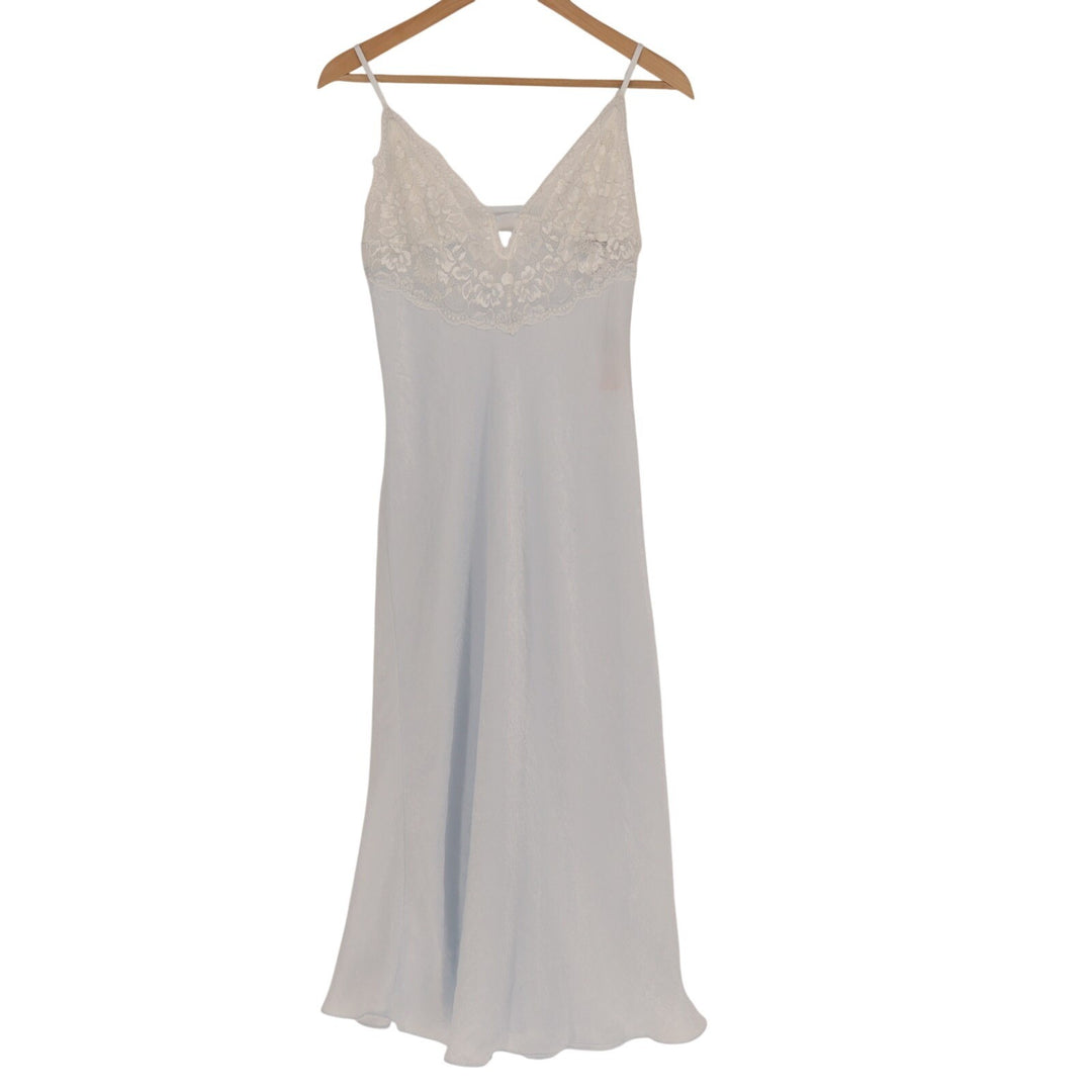 Linea Donatella Luxe Satin Bridal Lingerie Long Gown Women Small Blue Sleep Wear