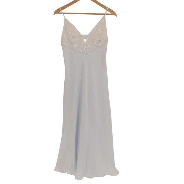 Linea Donatella Luxe Satin Bridal Lingerie Long Gown Women Small Blue Sleep Wear