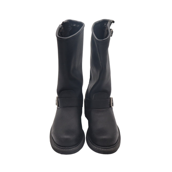 Carolina Motorcycle Womens US 7 Black Leather Round Toe Mid Calf Biker Boots