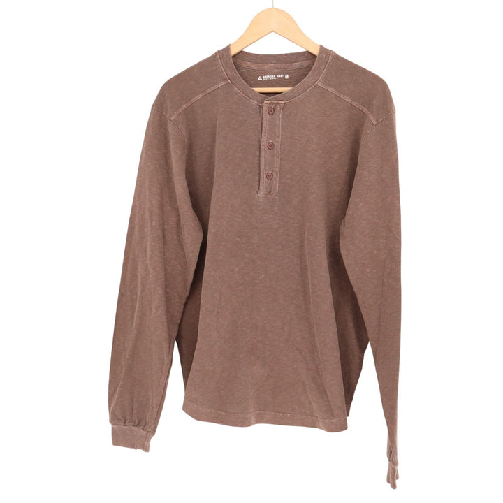American Giant Broken-in Premium Slub Henley T Shirt Mens Medium Brown Cotton