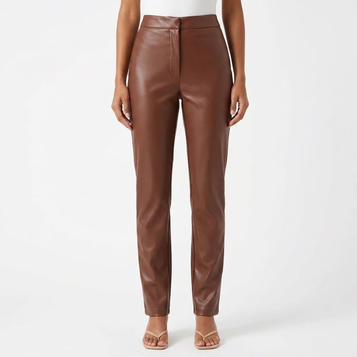 SHEIN Brown Faux Leather High Waisted Tapered Pants Size XL 12
