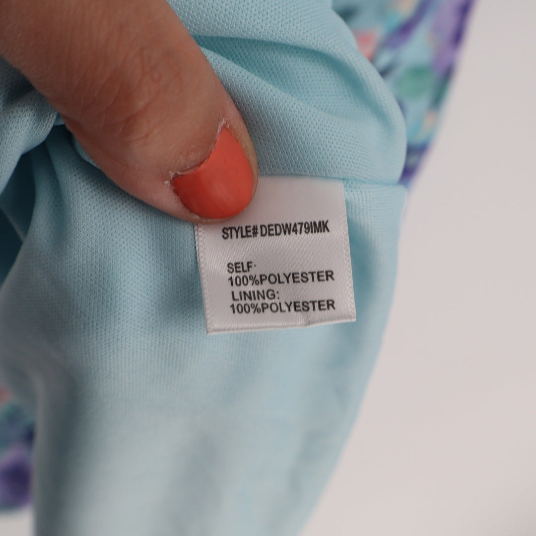 Dee Elly Floral Twist Front Strapless Midi Dress Aqua Purple Large