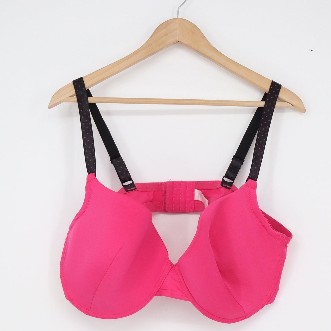 Hot Pink Full Coverage Underwire Bra with Polka Dot Straps 44DD