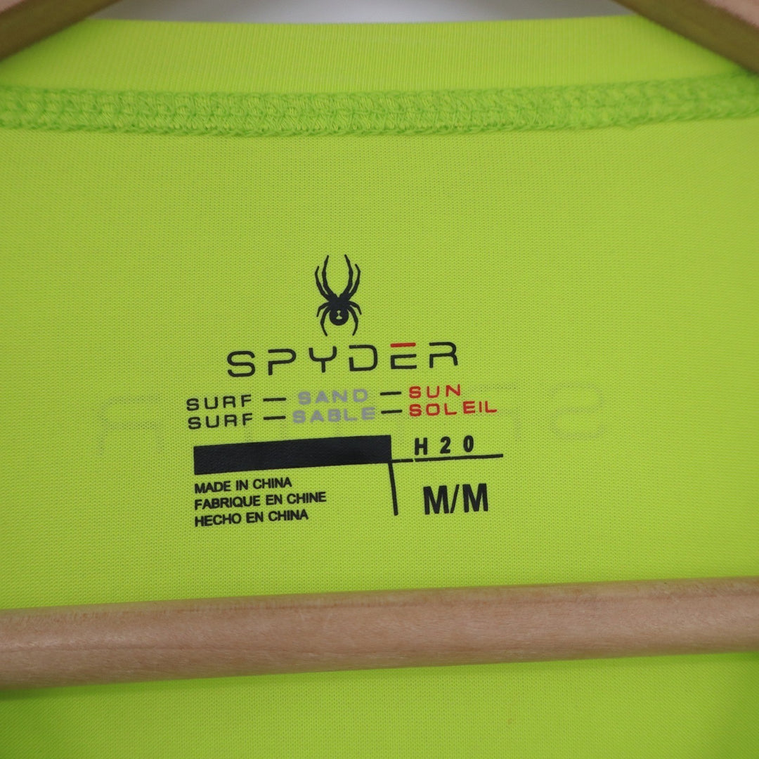 Spyder Mens Neon Lime Green Long Sleeve Rash Guard Swim Shirt Size M