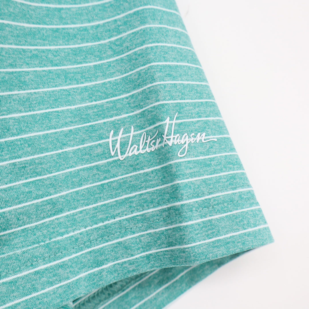 Walter Hagen Mens P11 Classic Stripe Polo Shirt Aquatic Teal White Size S New