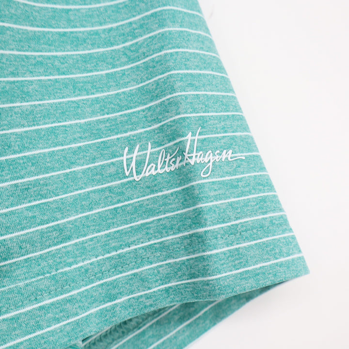 Walter Hagen Mens P11 Classic Stripe Polo Shirt Aquatic Teal White Size S New