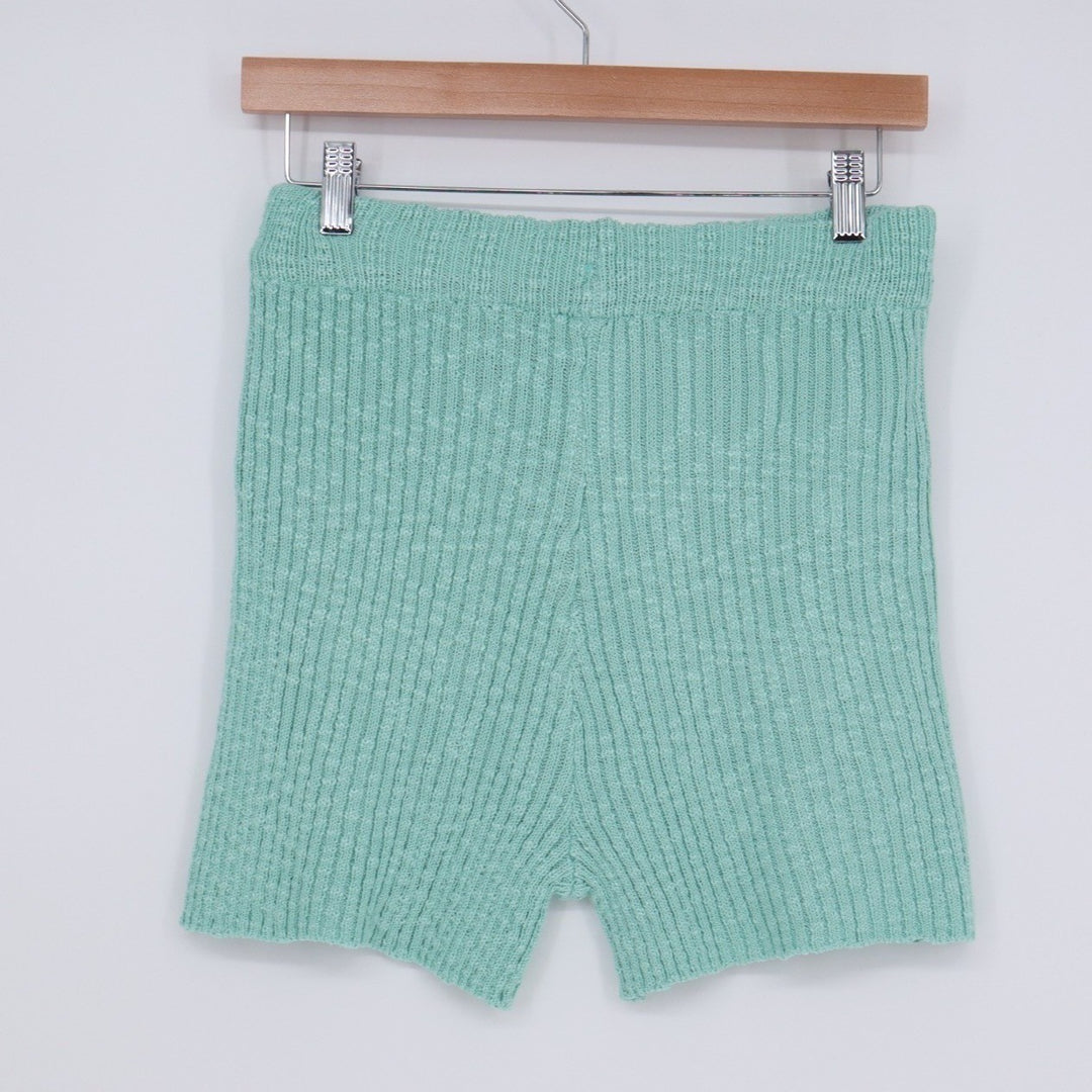 Shorts Womens Small Mint Green Ribbed Knit High Rise Pull On Elastic Waist