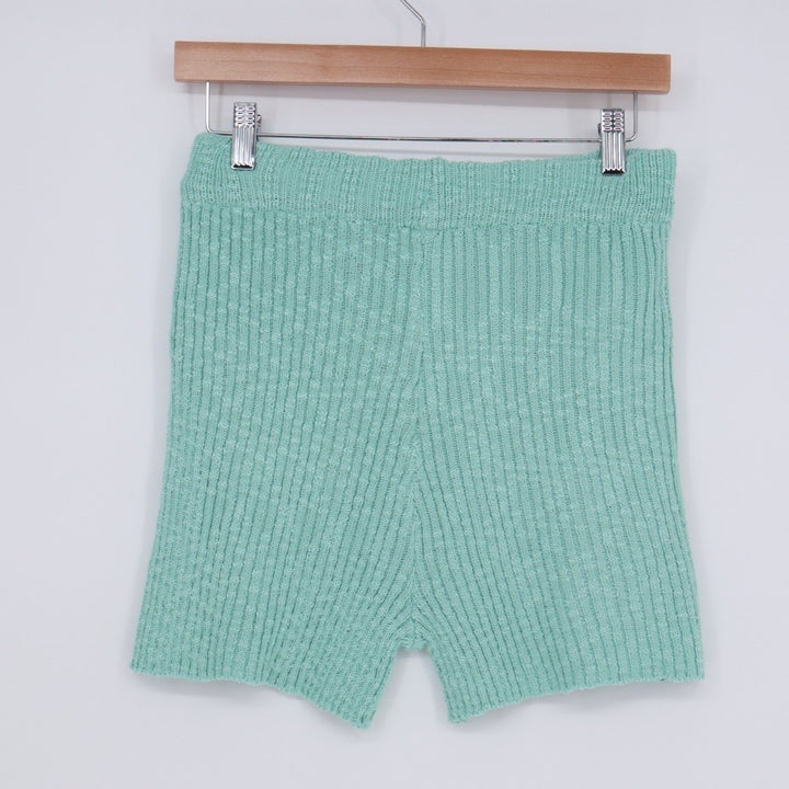 Shorts Womens Small Mint Green Ribbed Knit High Rise Pull On Elastic Waist