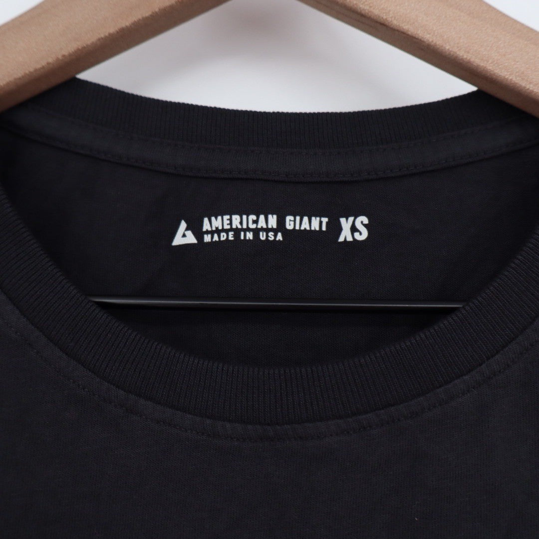 American Giant Classic Black Cotton Crew Neck T Shirt Made in USA XS