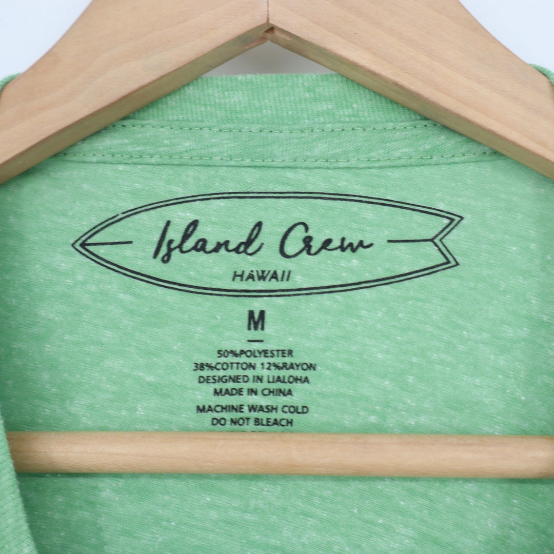 Island Crew Hawaii Hang Loose Aloha Graphic Tee Heather Green Mens Medium