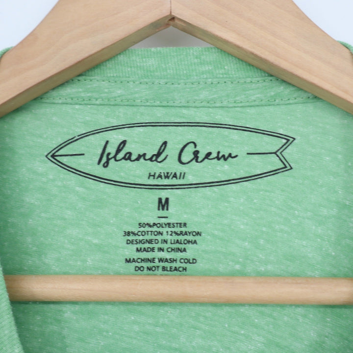 Island Crew Hawaii Hang Loose Aloha Graphic Tee Heather Green Mens Medium