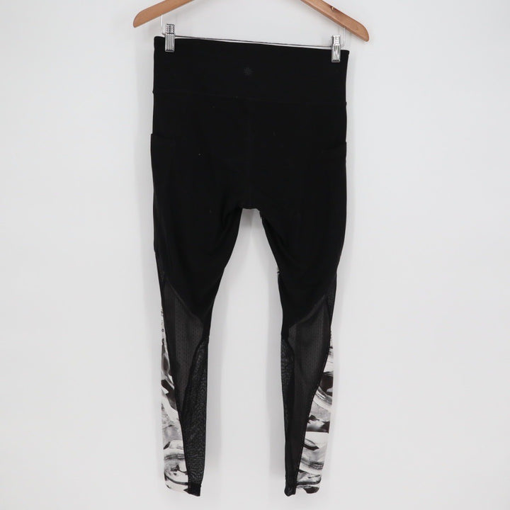 Athleta Black White Abstract Print Mesh Leggings Athletic Pants Size M